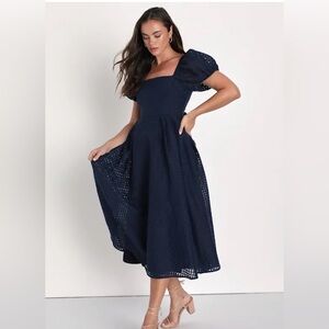 Navy blue midi dress